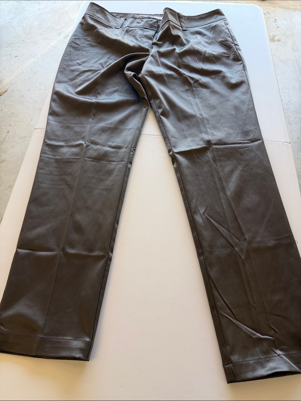 Woman’s New York & Company Gray satin  Straight-Leg Dress Pants, Size 12